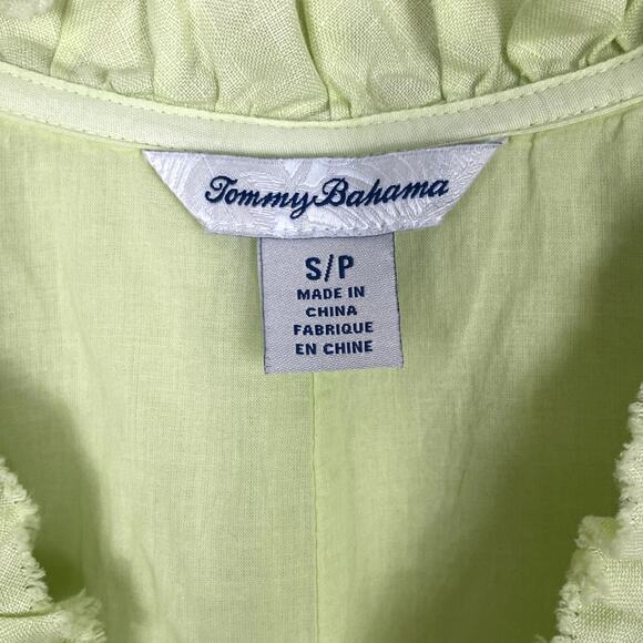 Tommy Bahama Two Palms Ruffle Linen Shift Dress Beach Vacation Green Size Small - Picture 15 of 16